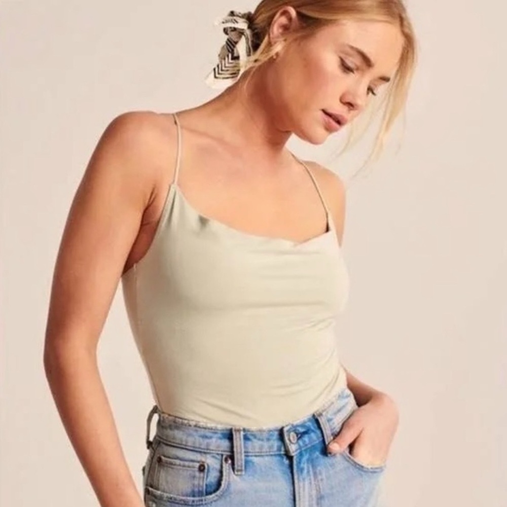 Abercrombie & Fitch Cream Spaghetti-Strap Bodysuit